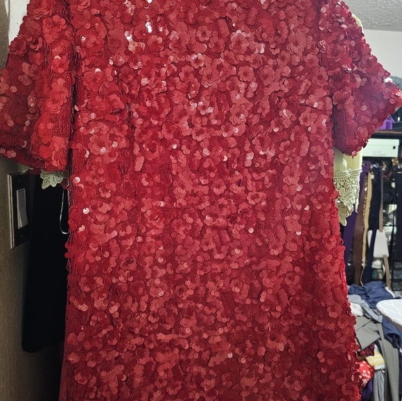 Zara Vibrant Red Sequin Mini Dress Make An Offer - Picture 9 of 9